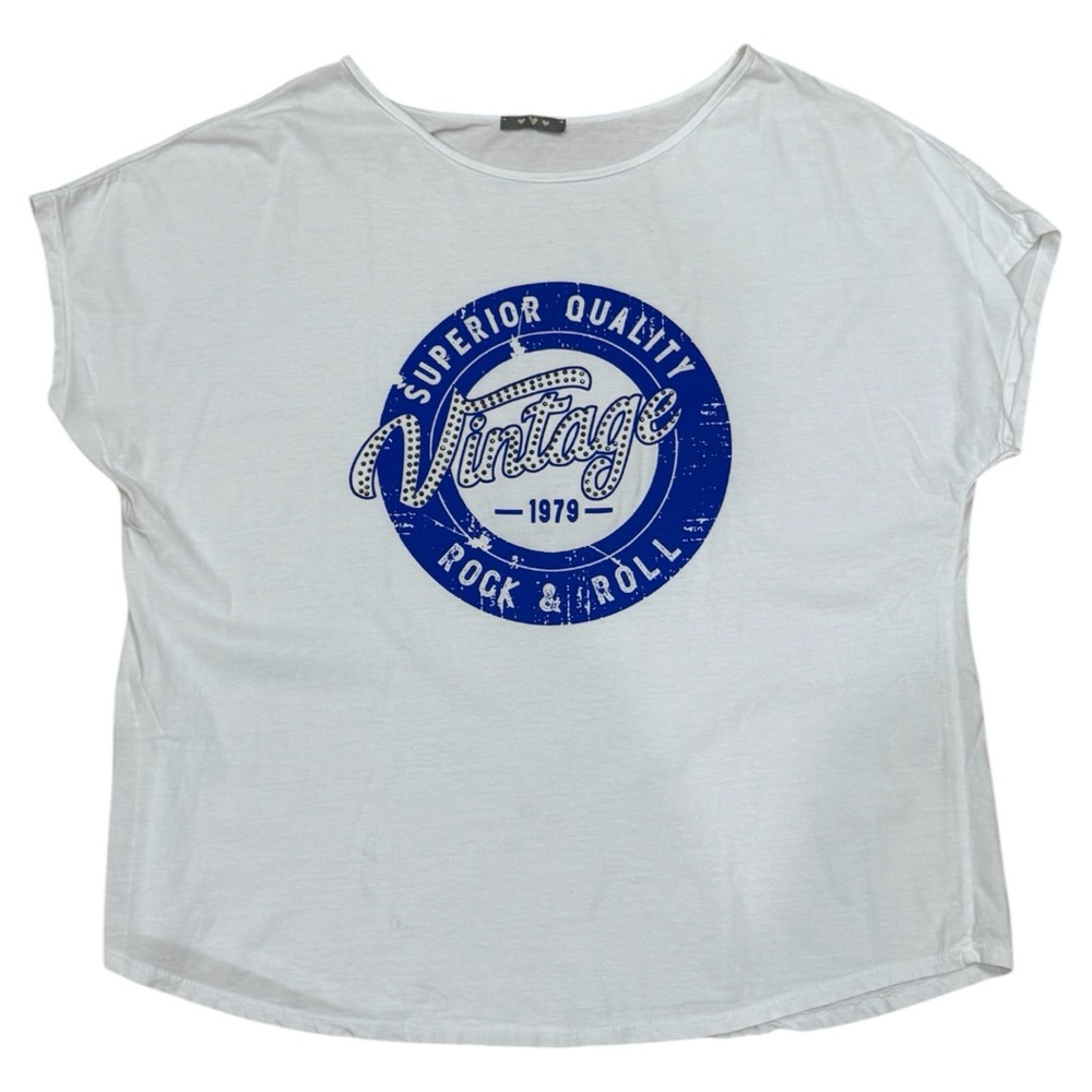 XL Angela Mara cotton vintage Tee w/ sparkle